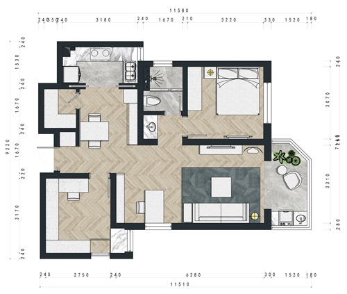 遵義裝修公司：90㎡精裝房改造案例效果圖